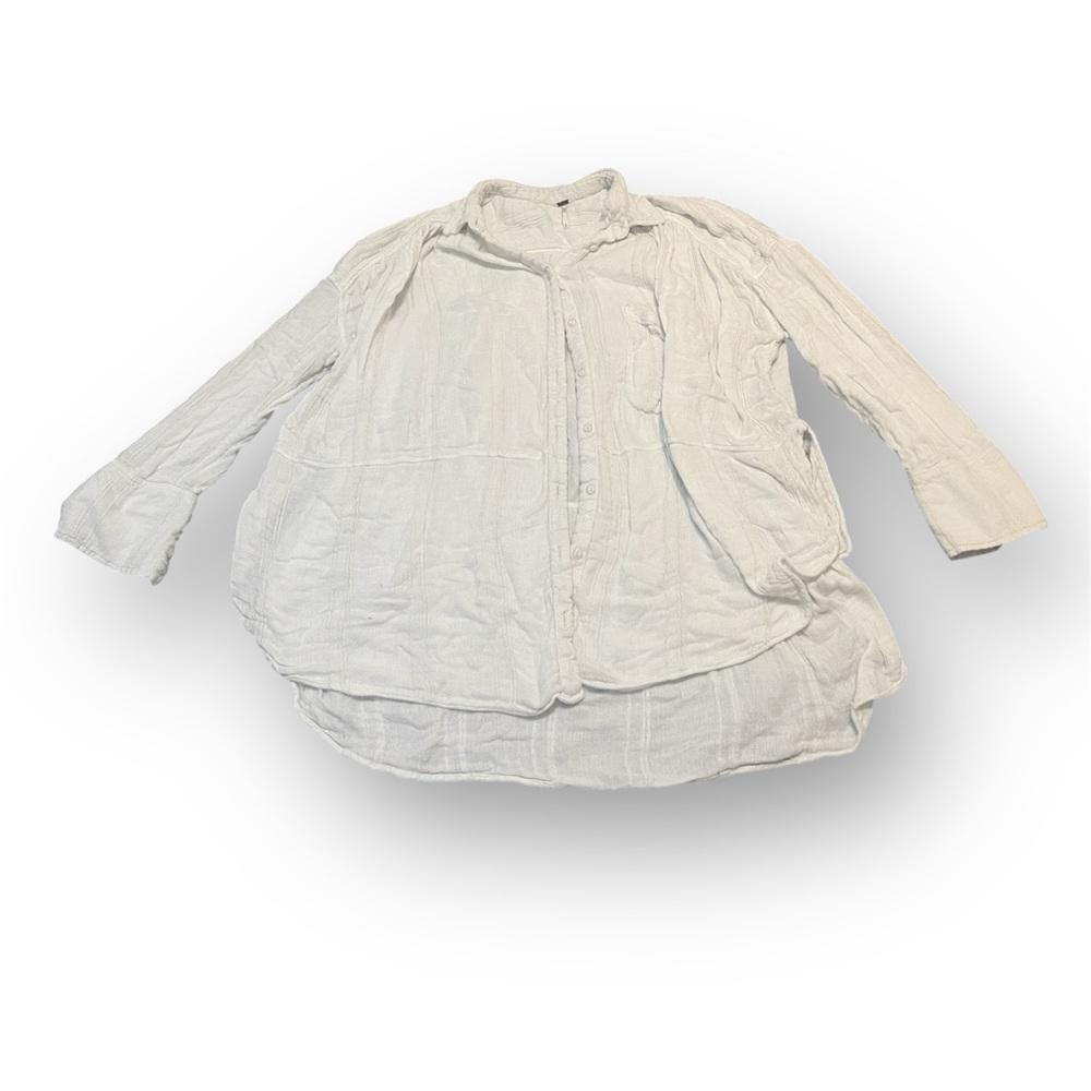 Free People White Button-Up Blouse